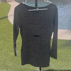 Gray Long Sleeve Knit Dress